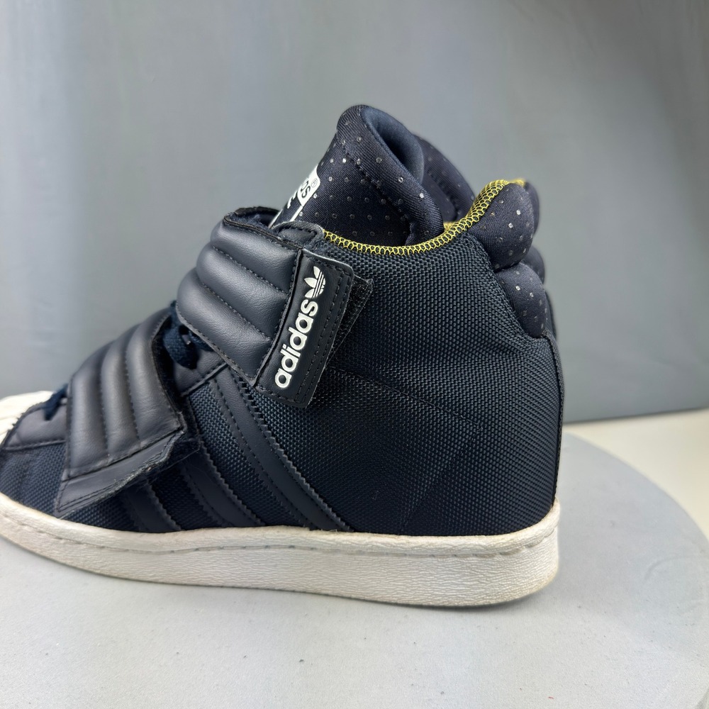Adidas Superstar Up Strap Womens 7 Navy Blue Hidden Wedge High Top S82794 - Picture 9 of 14